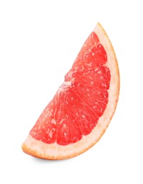 Citrus fruit. Slice of fresh grapefruit isolated on white