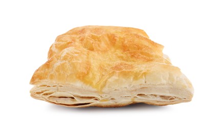 Photo of Puff pastry. One delicious fresh bun isolated on white