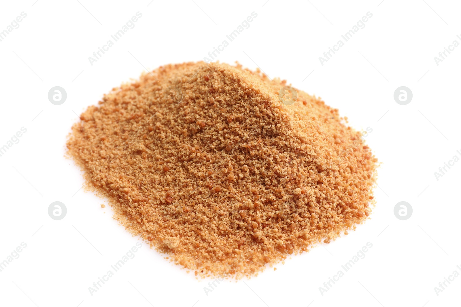 Photo of Pile of coconut sugar isolated on white