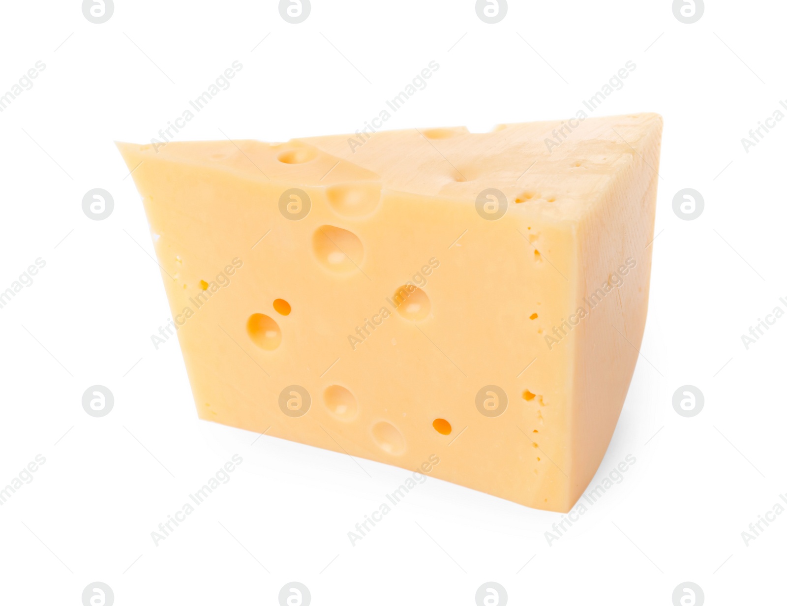 Photo of Piece of delicious cheese isolated on white