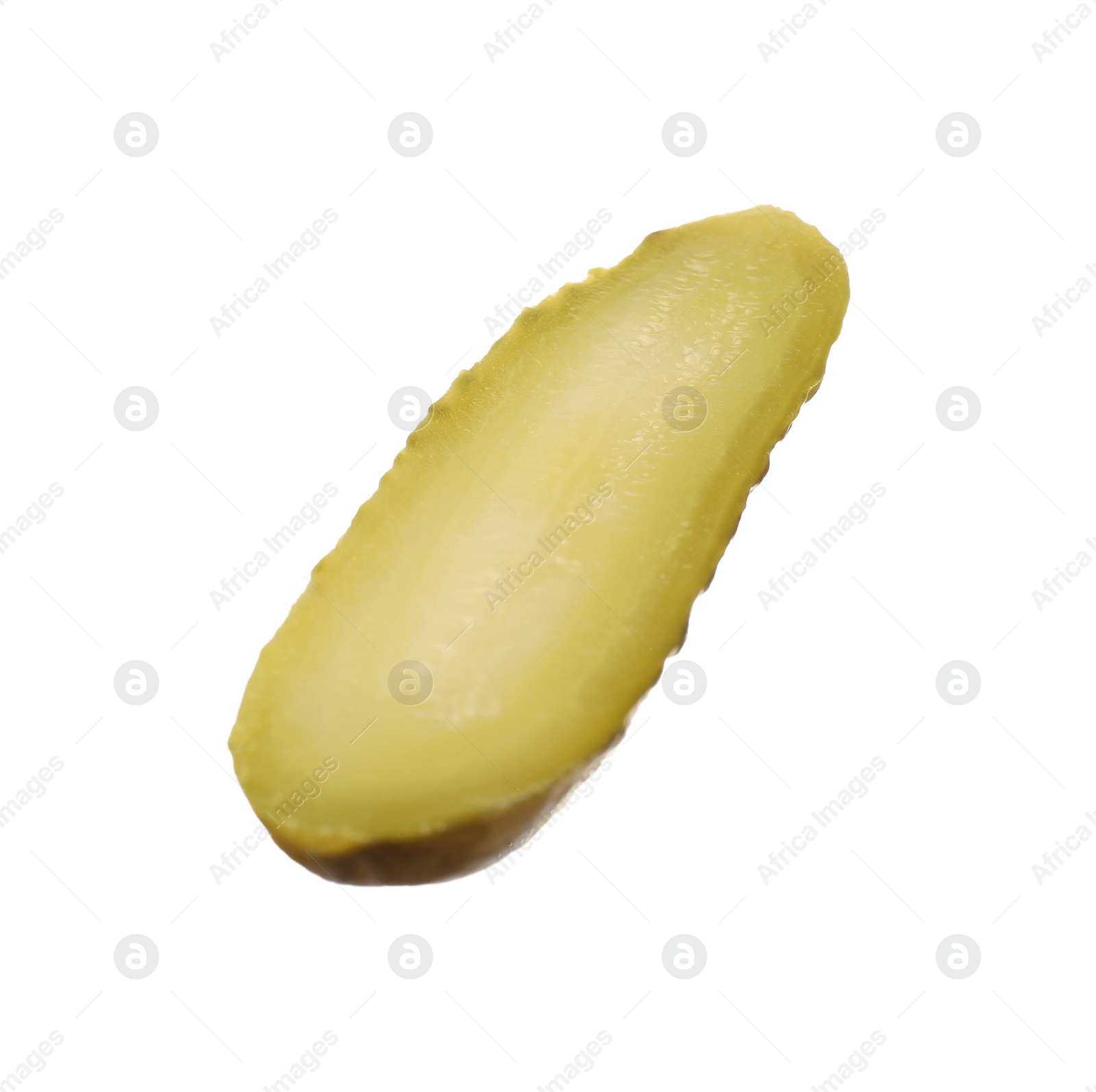 Photo of Slice of pickled cucumber isolated on white