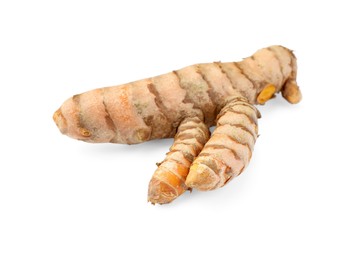 Photo of One fresh turmeric root isolated on white