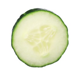 Photo of Slice of fresh cucumber isolated on white