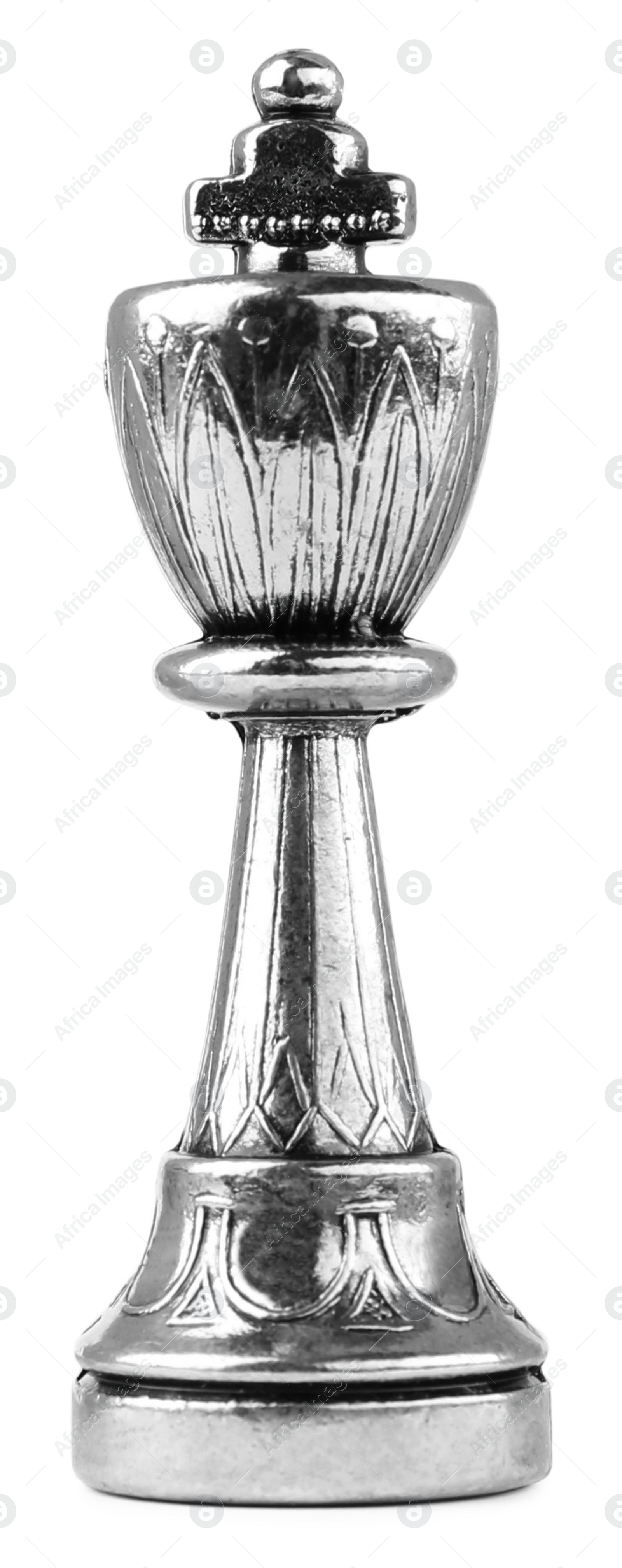 Photo of Silver king isolated on white. Chess piece