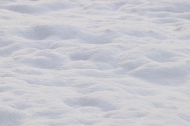 Beautiful snow as background, closeup. Winter weather