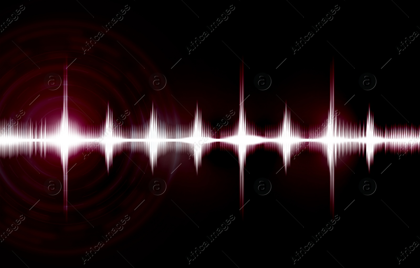 Image of Illustration of dynamic sound wave on black background