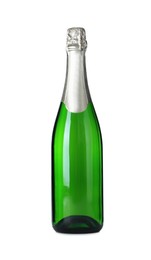 Photo of Bottle of sparkling wine isolated on white