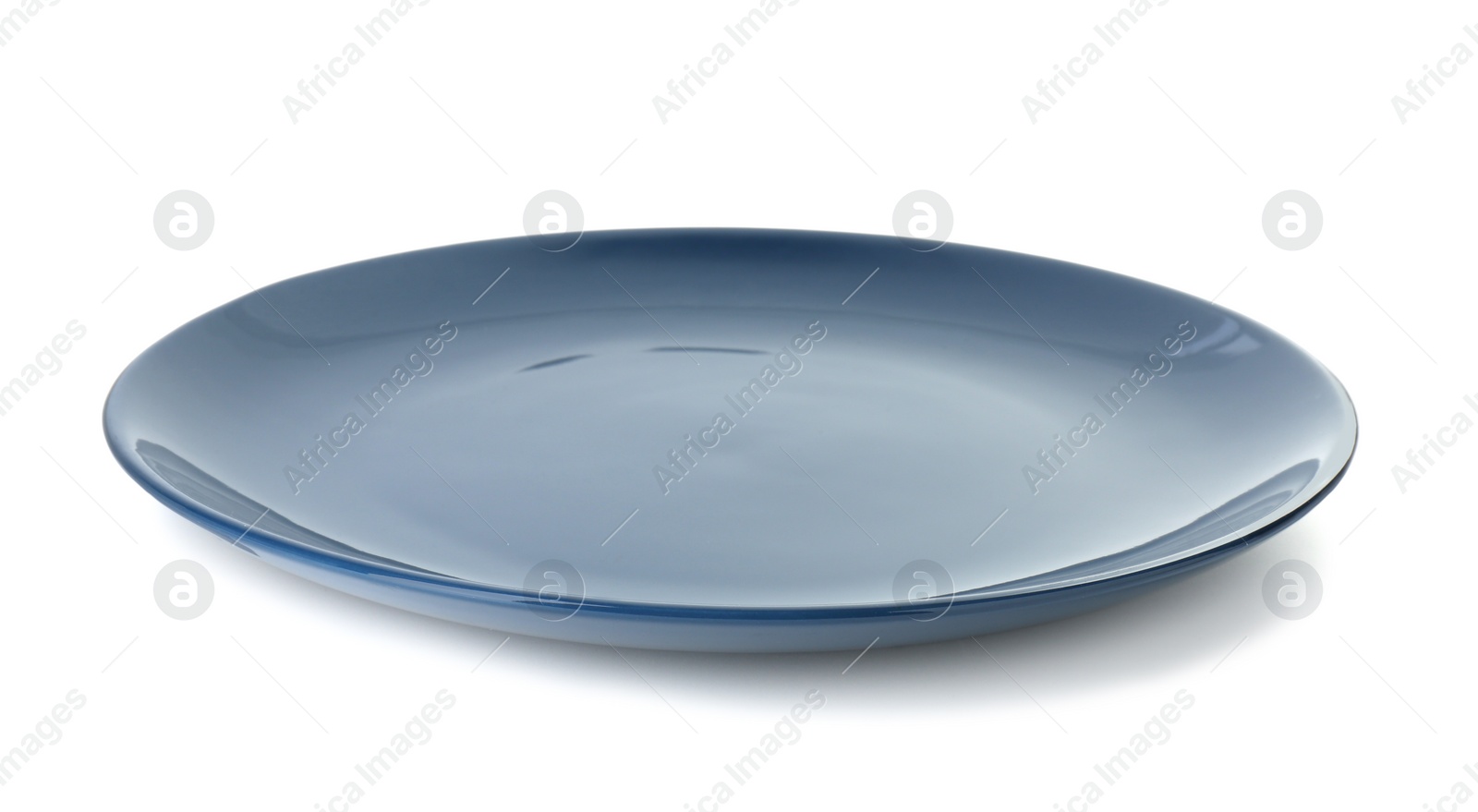 Photo of One beautiful navy blue plate isolated on white