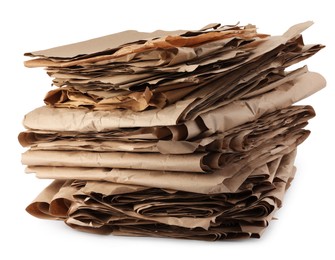 Photo of Stack of waste paper isolated on white