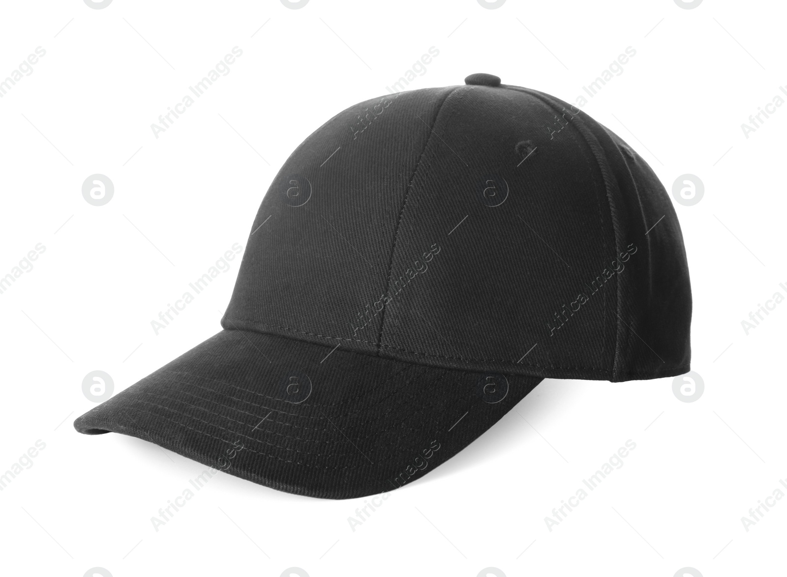 Photo of Stylish black baseball cap isolated on white