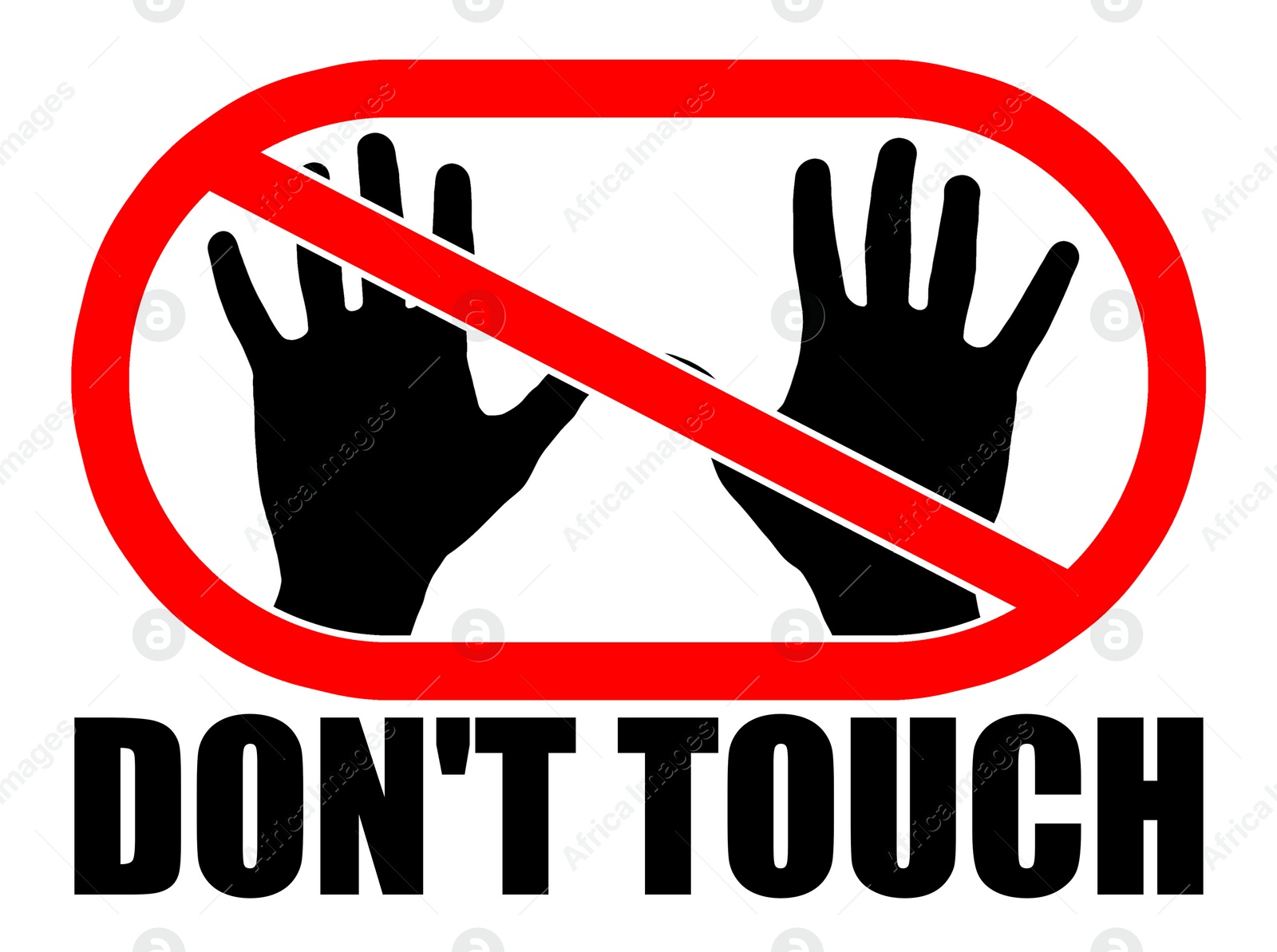 Illustration of Don't Touch!  hands and prohibition sign as important measure during coronavirus outbreak