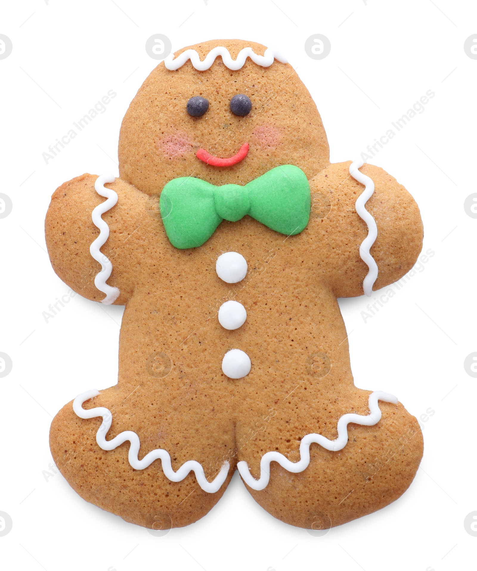 Photo of Cute fresh gingerbread man isolated on white