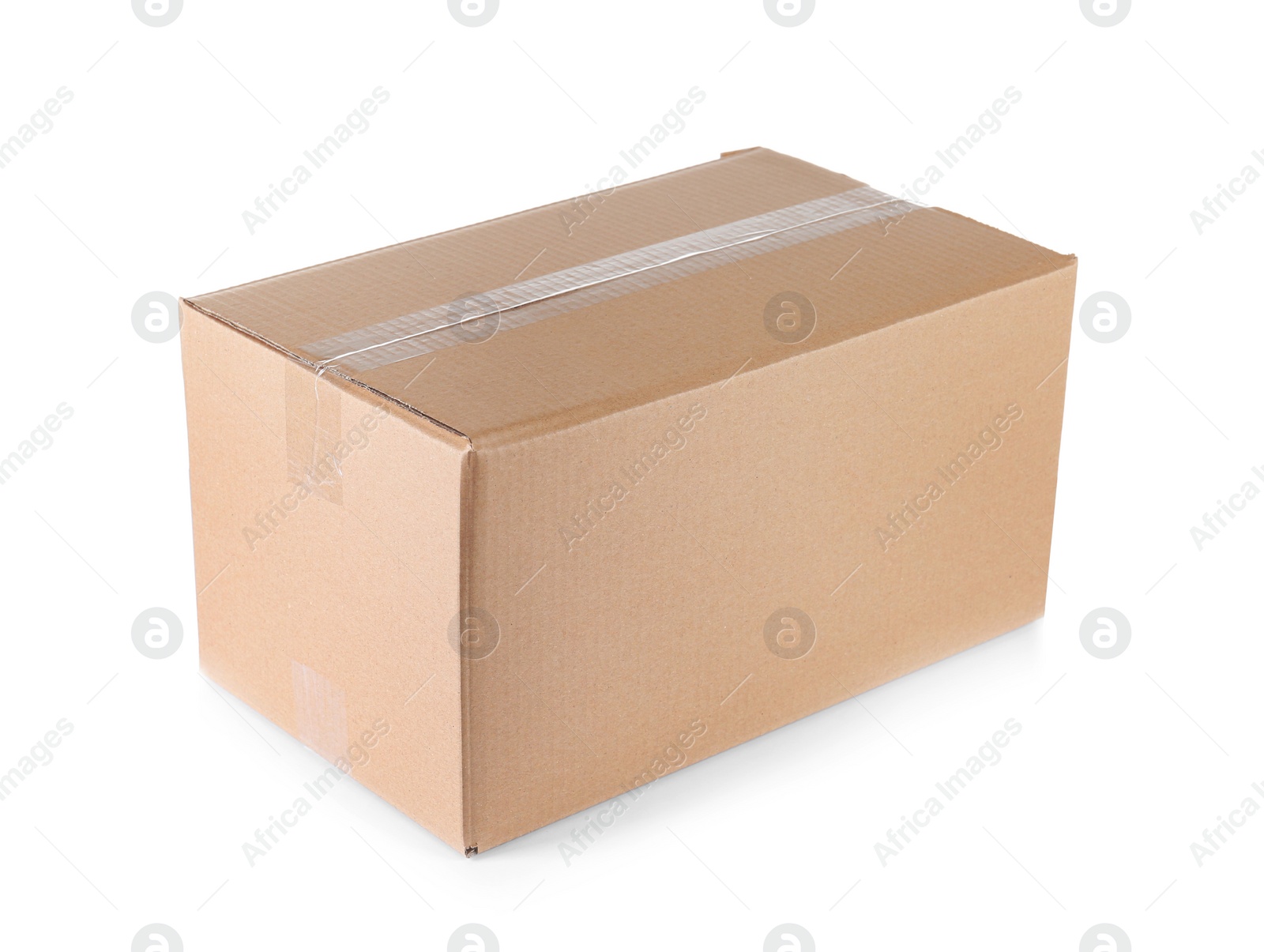 Photo of Cardboard box on white background. Mockup for design