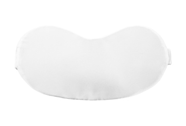 Silk sleeping eye mask isolated on white, top view. Bedtime