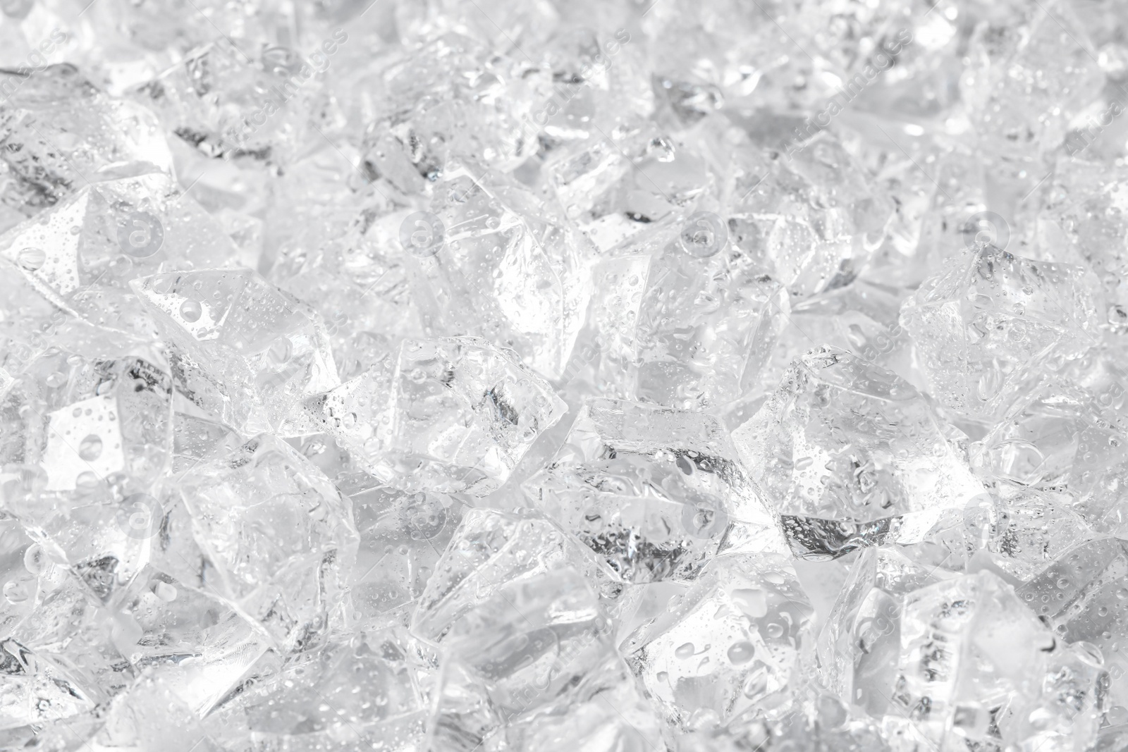 Image of Clear crushed ice as background, closeup view