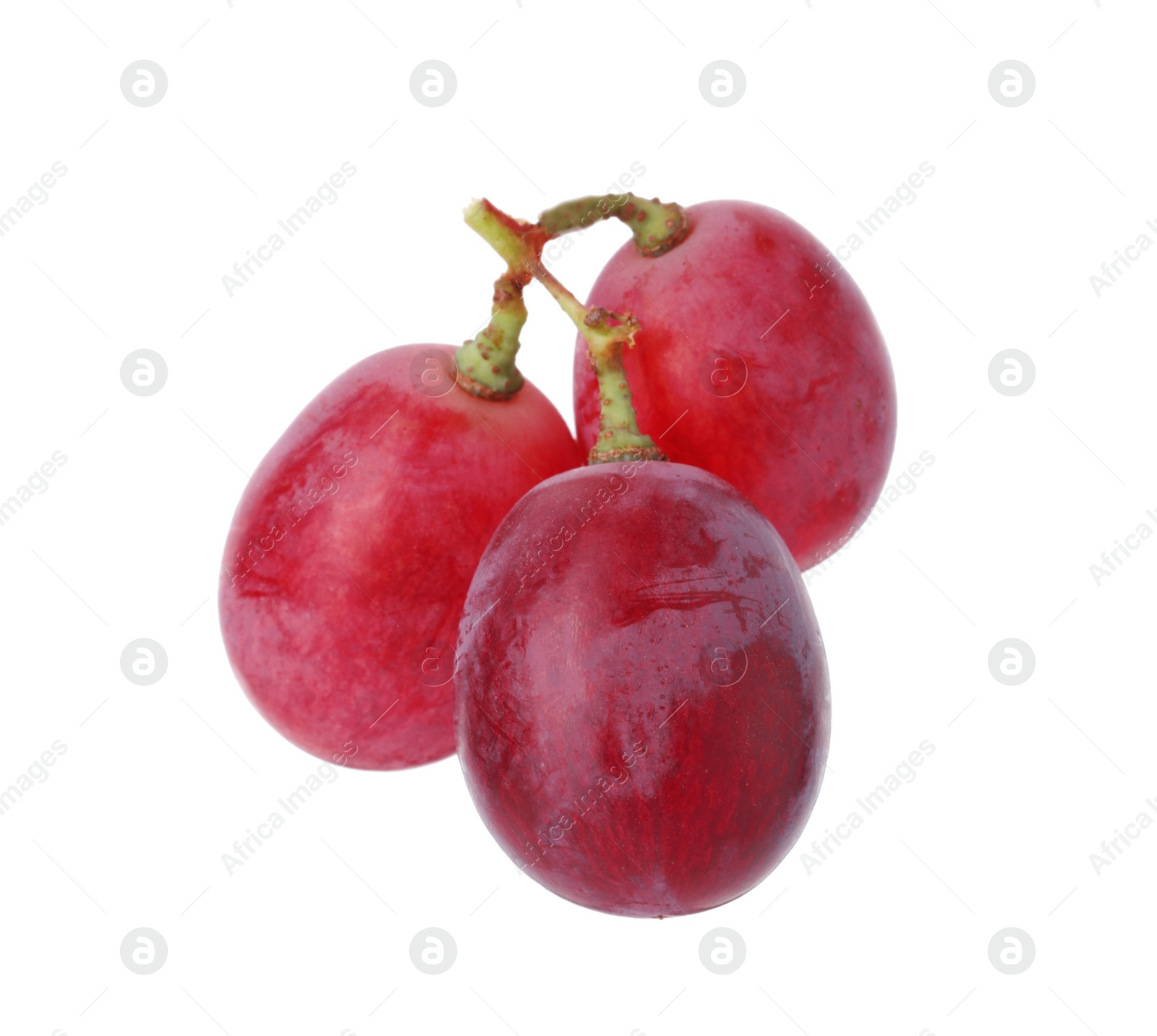 Photo of Tasty ripe red grapes isolated on white