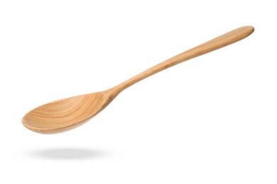 Image of Wooden spoon in air isolated on white