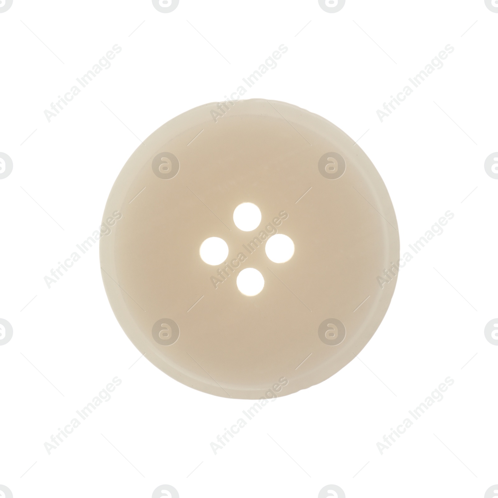 Photo of Beige plastic sewing button isolated on white