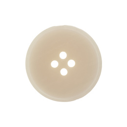 Photo of Beige plastic sewing button isolated on white