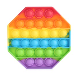 Rainbow pop it fidget toy isolated on white, top view