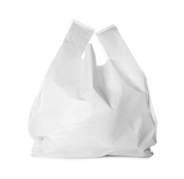 Photo of Blank full plastic bag on white background
