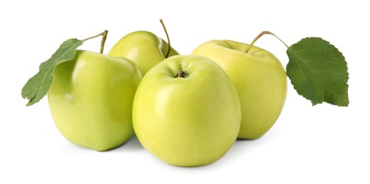 Fresh ripe green apples isolated on white