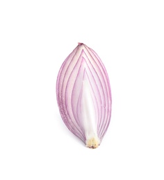 Photo of Fresh cut red onion on white background