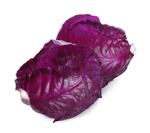 Photo of Two radicchio cabbage leaves on white background