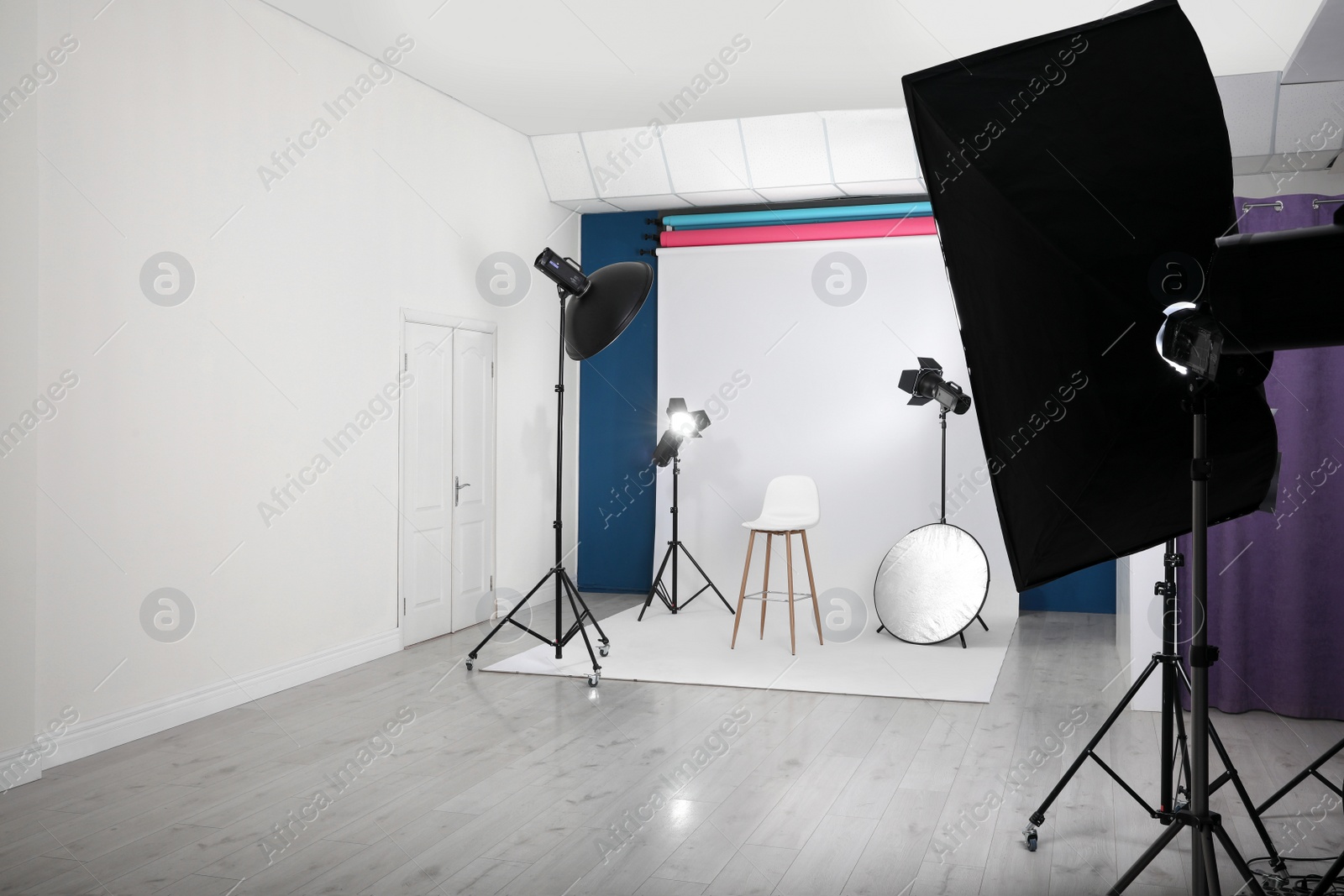 Photo of Photo studio interior with set of professional equipment