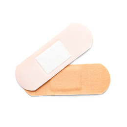 Photo of Medical sticking plasters isolated on white. First aid item