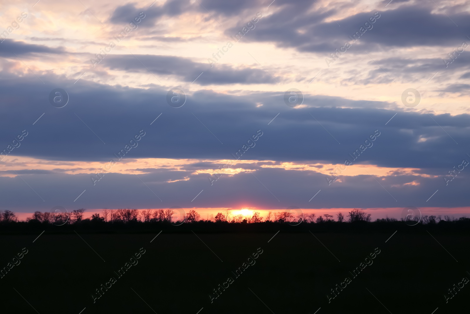 Picturesque view of beautiful countryside at sunset Photo of Picturesque view of beautiful countryside at sunset