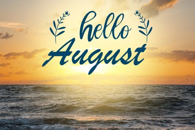 Image of Hello August. Picturesque view of sea under beautiful sky at sunset