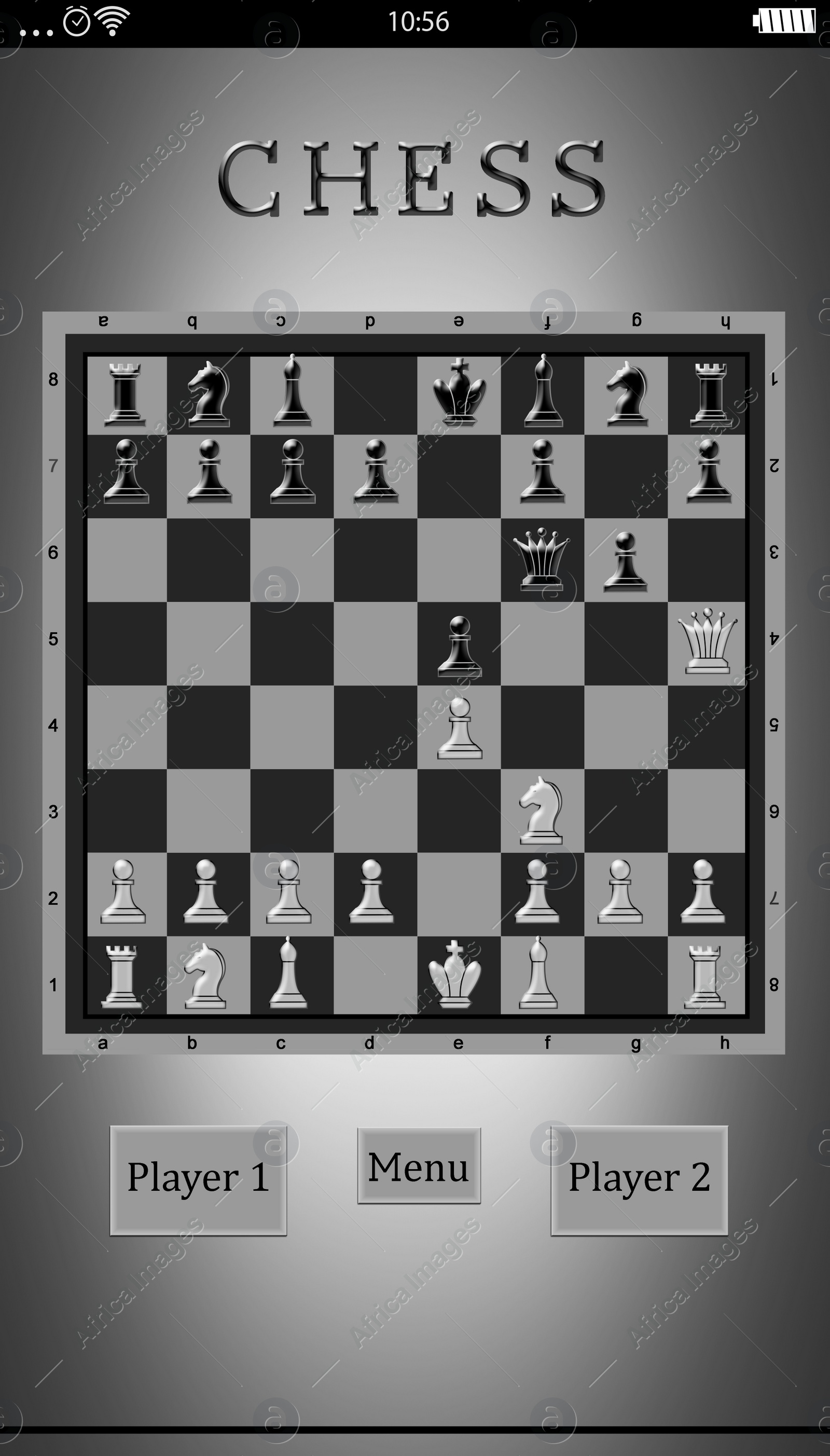 Illustration of  chessboard with pieces. Online game