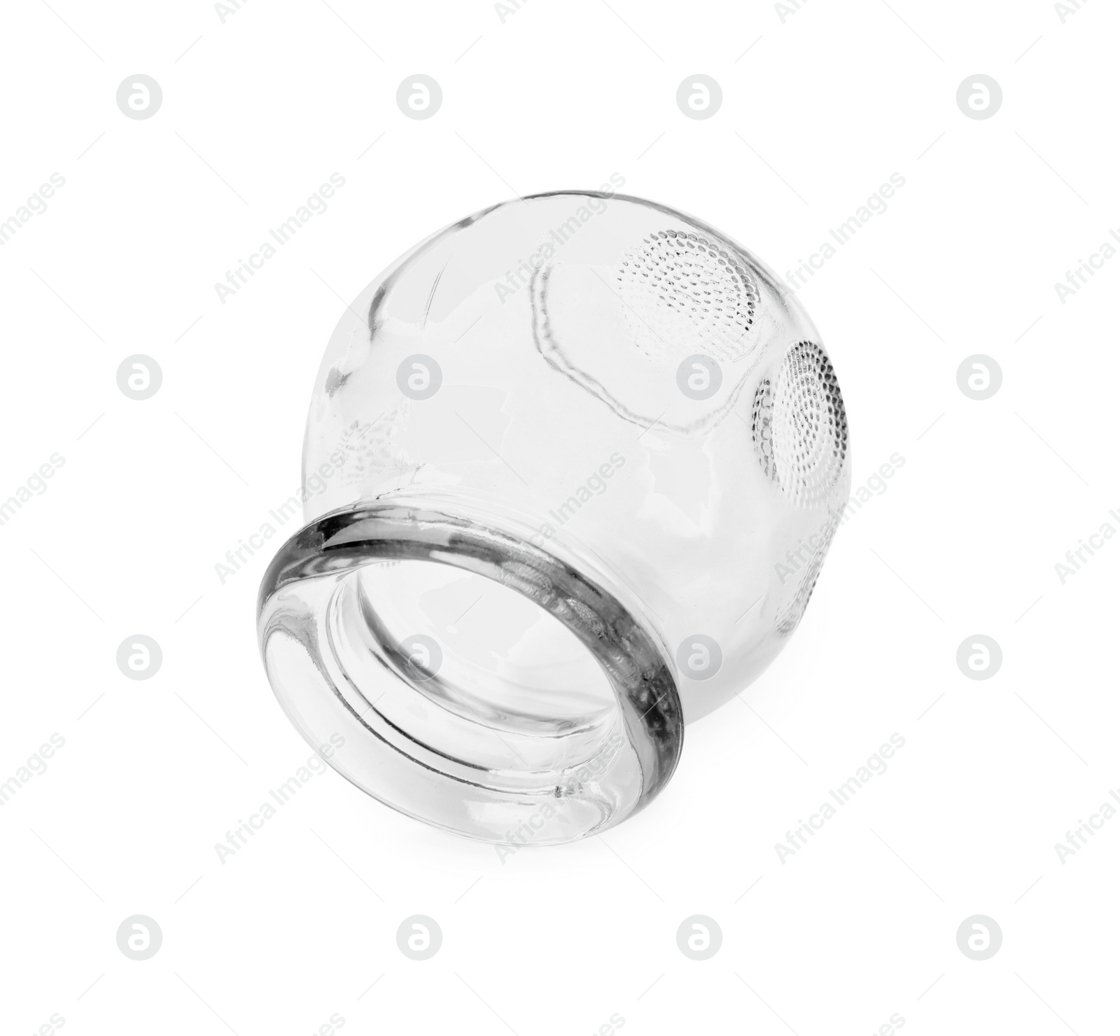 Photo of One glass cup isolated on white. Cupping therapy