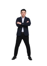 Photo of Businessman in suit posing on white background