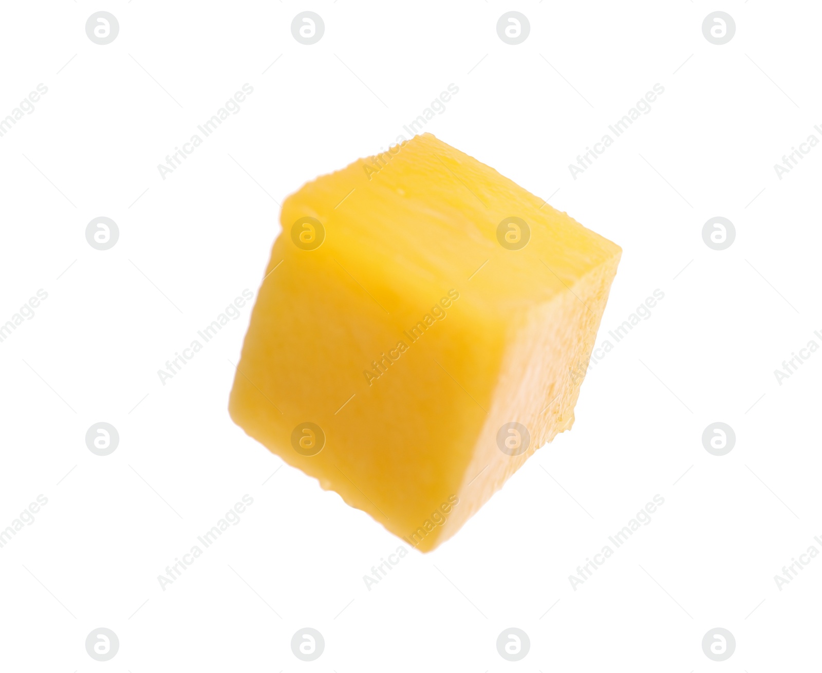 Photo of Fresh juicy mango cube on white background