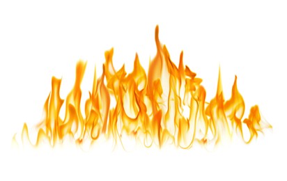 Beautiful bright fire flames on white background