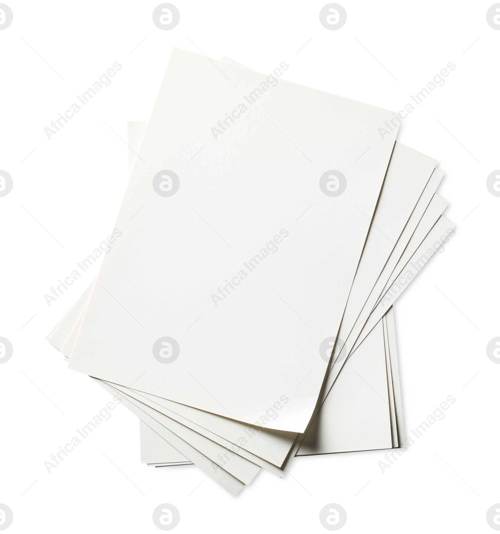 Photo of Stack of paper sheets on white background, top view