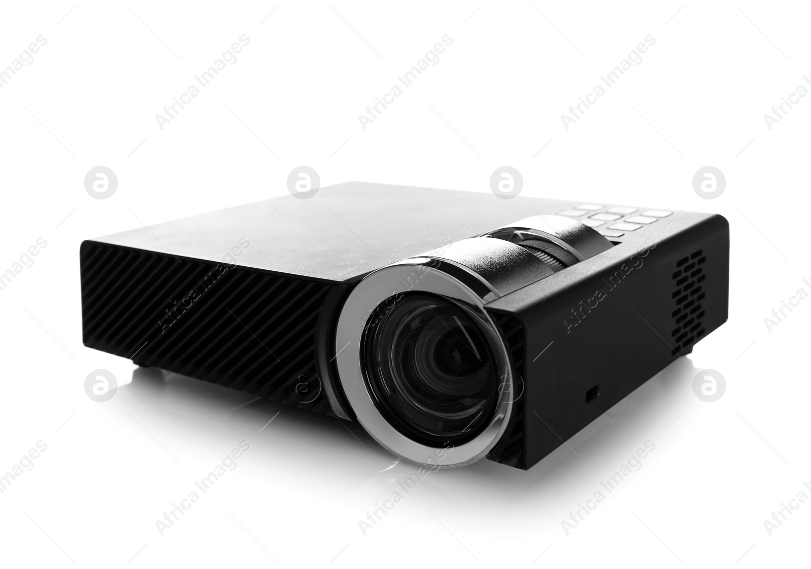 Photo of Modern digital video projector isolated on white