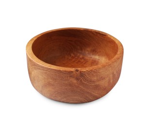 Beautiful empty wooden bowl isolated on white