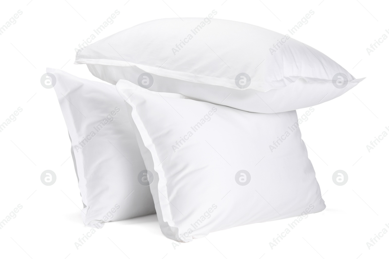 Photo of Many new soft pillows isolated on white