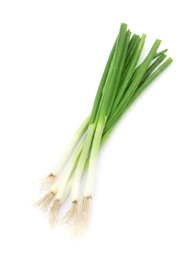 Photo of Fresh green onion on white background