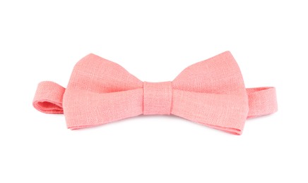 Photo of Stylish pink bow tie isolated on white