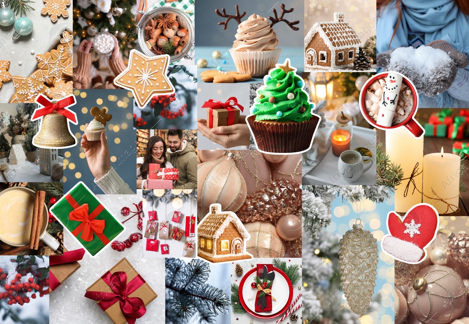 Image of Photos of Christmas holidays combined into collage