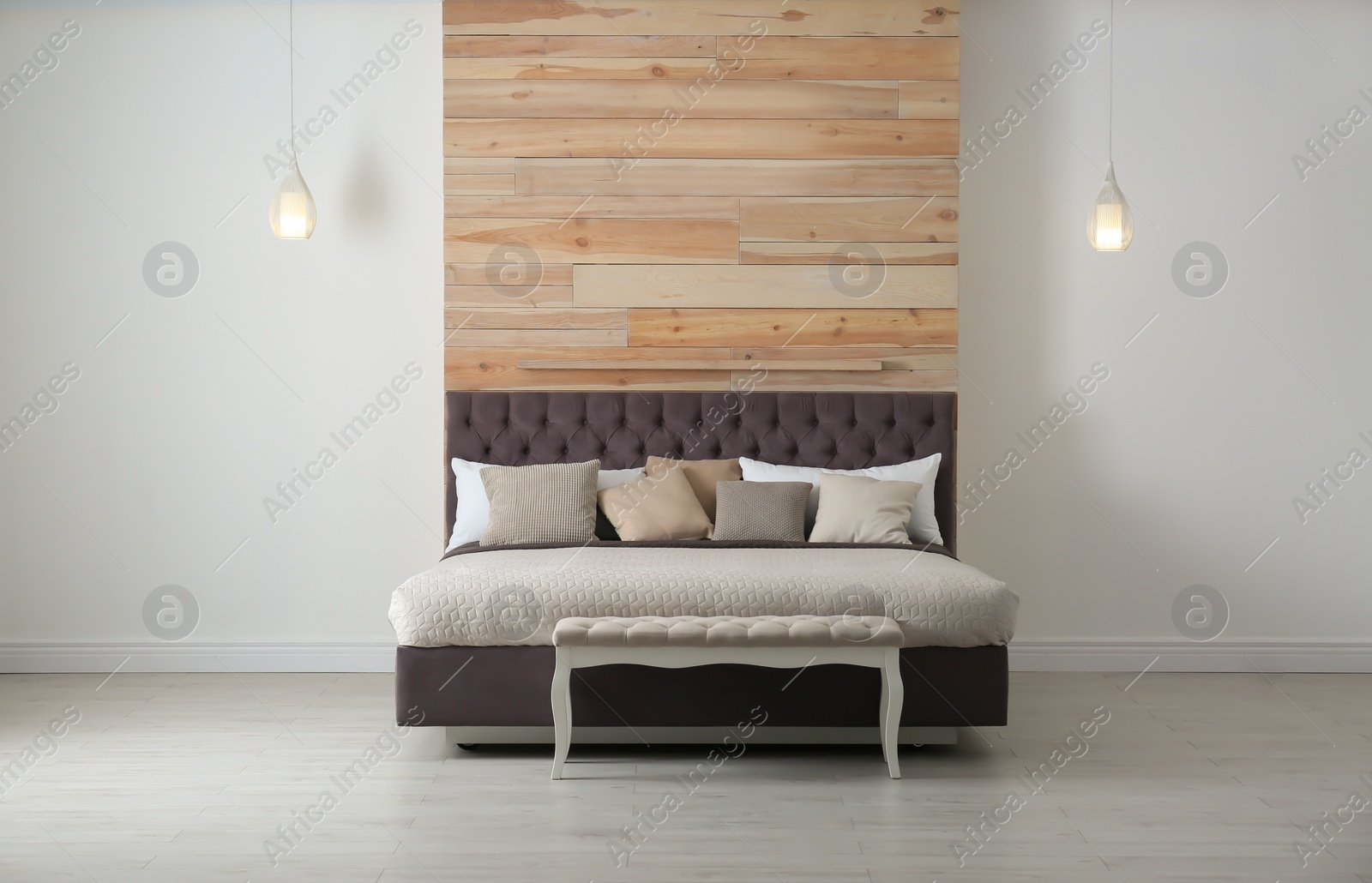 Photo of Contemporary room interior with comfortable double bed