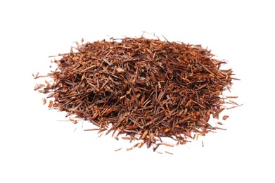 Photo of Heap of rooibos tea isolated on white