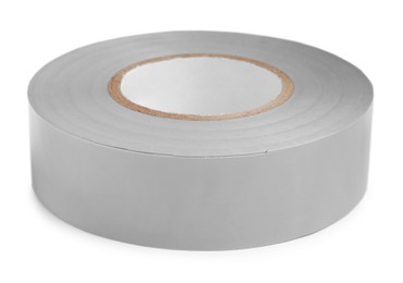 Photo of Grey insulating tape isolated on white. Electrician's supply