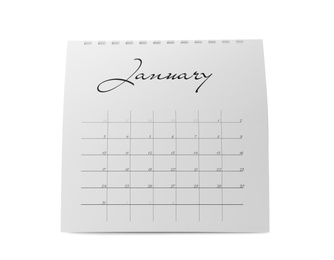 Photo of Paper calendar isolated on white. Planning concept