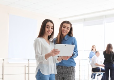 Young people having business training in office