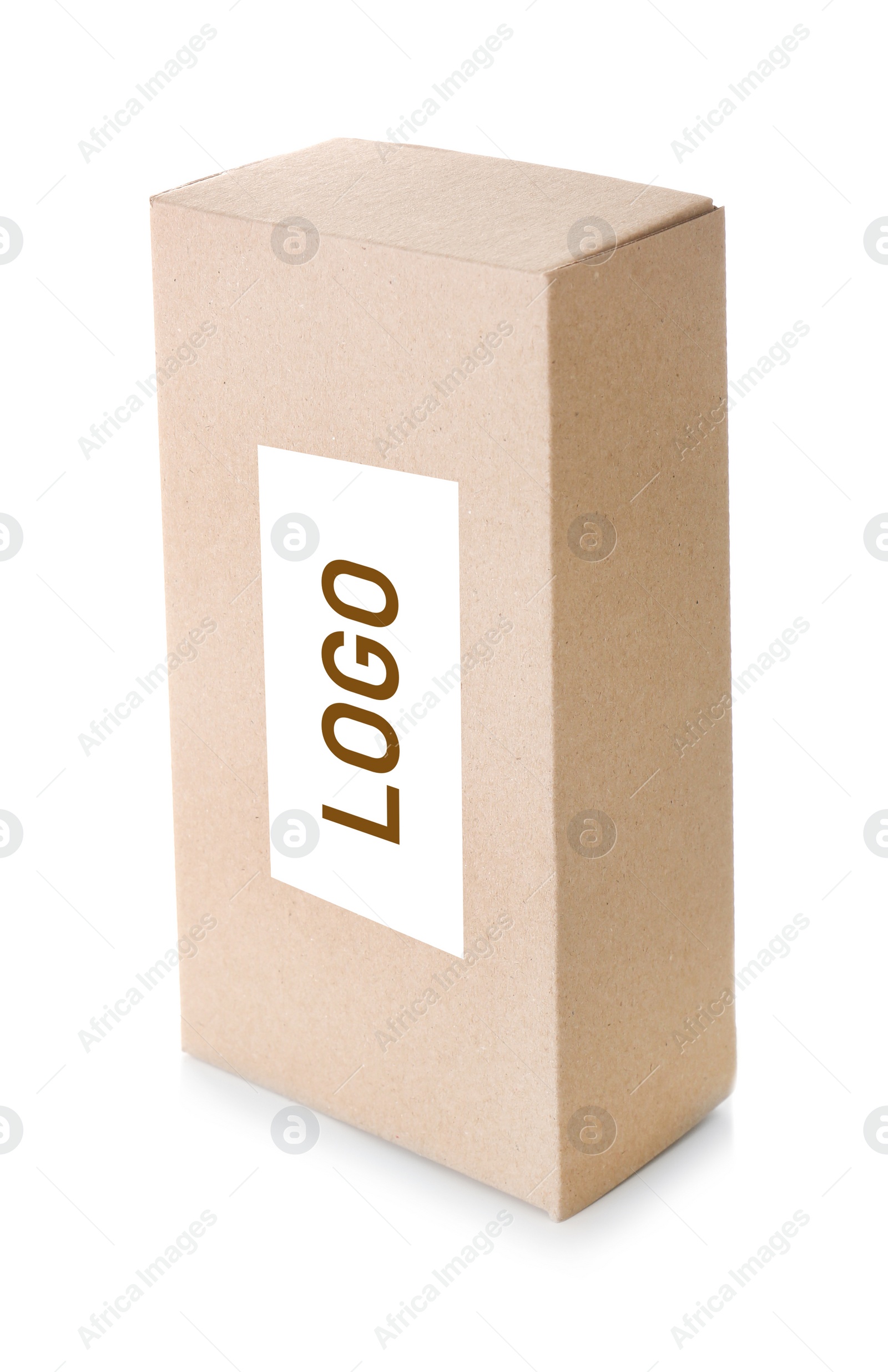 Image of Cardboard box with logo on white background